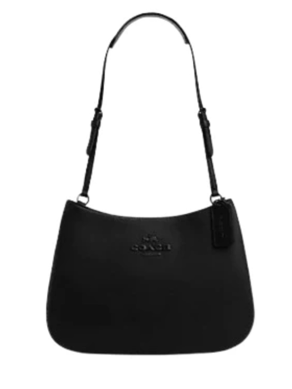 Coach Minimalist Penelope Black Smooth Leather Shoulder Bag & Red Cherry Charm